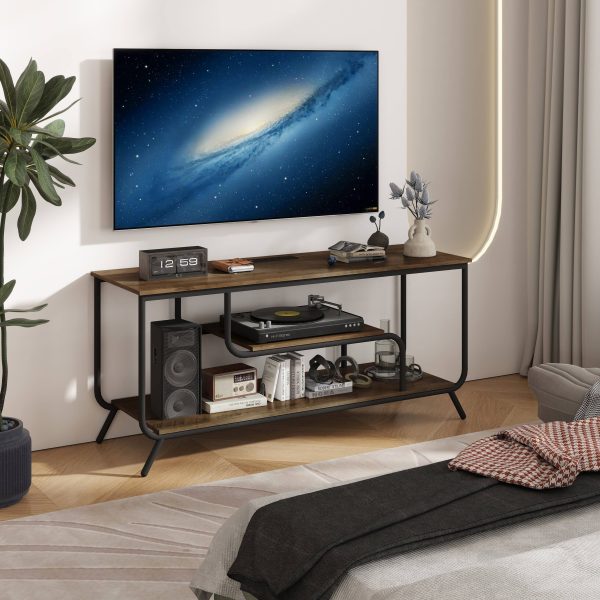 Modern Light Grey TV Console with LED Lights and Charging-4