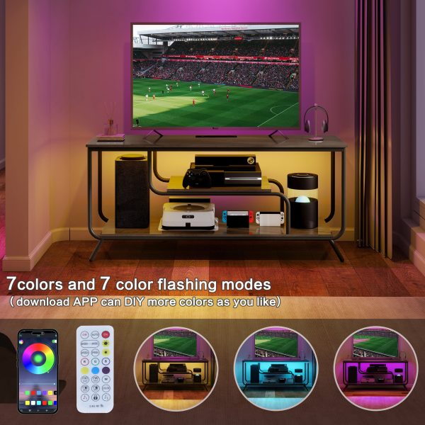 Modern Light Grey TV Console with LED Lights and Charging-7