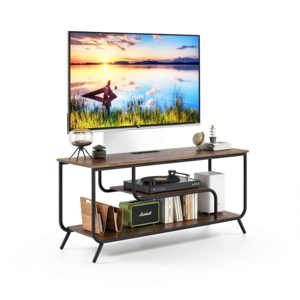 Modern Light Grey TV Console with LED Lights and Charging-2