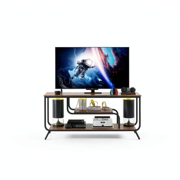 Modern Light Grey TV Console with LED Lights and Charging-9