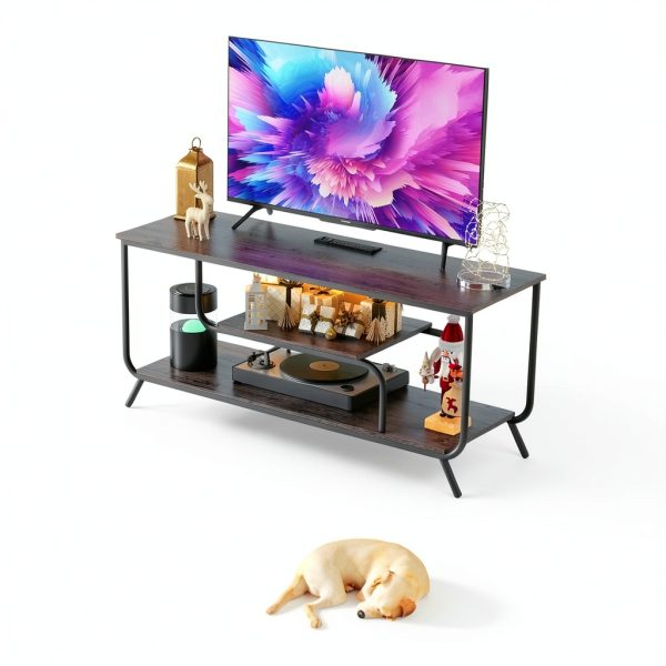 Modern Light Grey TV Console with LED Lights and Charging-3