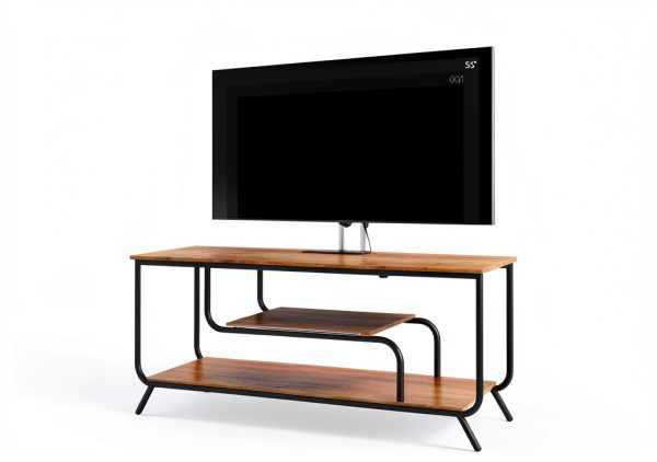 Modern Light Grey TV Console with LED Lights and Charging-8