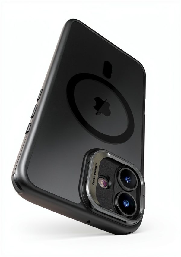 MagSafe iPhone 16 Plus Hybrid Case Black Zinc-Alloy Stand Military-4